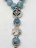 купить - Православные четки три креста из голубого агата с ажурной подвеской античное серебро - фото 2