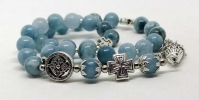 купить - Православные четки три креста из голубого агата с ажурной подвеской античное серебро - фото 6